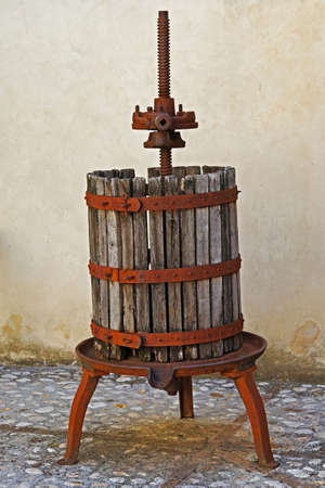 ancient wine press for pressing grapesの写真素材