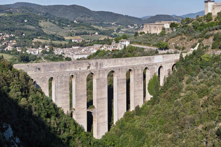 view of the bridge of the towers, Spoleto, Umbria, Italyの写真素材