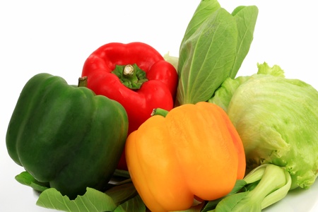 Sweet Pepper and vegetable in white backgroundの写真素材