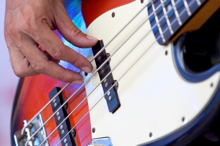 Musician playing bass guitarの写真素材