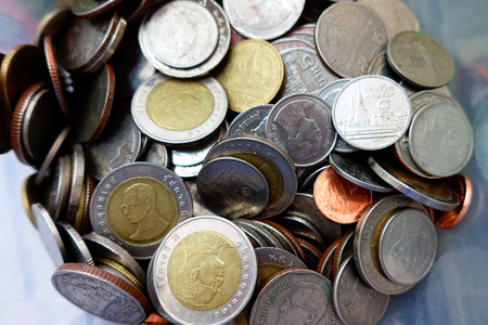 Thai Baht silver and gold coinsの写真素材