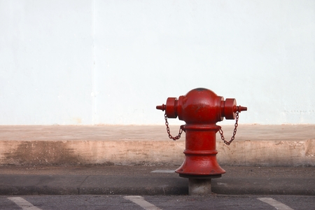 Plumbing for firefighters in the city の写真素材