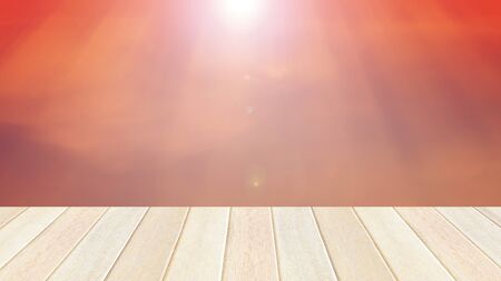 sunset and wood floor