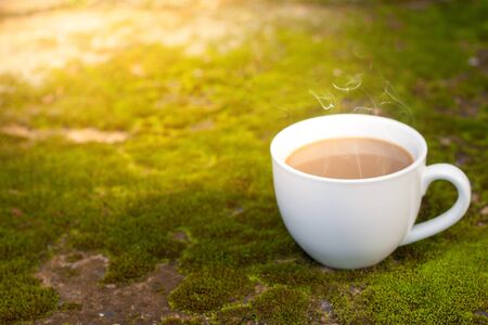 white mug on grunge backgroundの写真素材