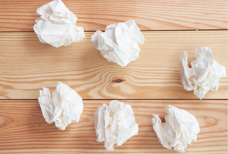 Crumpled paper on tableの写真素材
