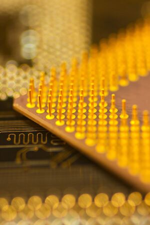 Inside of computer - motherboard semiconductors and electronics. 