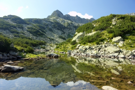 High mountain landscape with lakeの写真素材