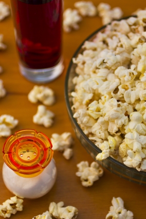 Popcorn with juiceの写真素材