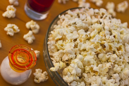 Popcorn with juiceの写真素材