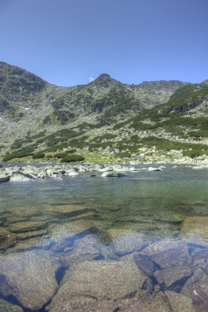High mountain landscape with lakeの写真素材