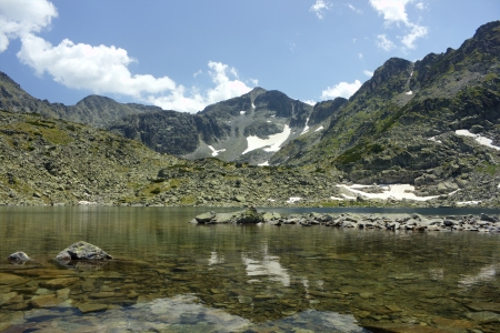 High mountain landscape with lakeの写真素材