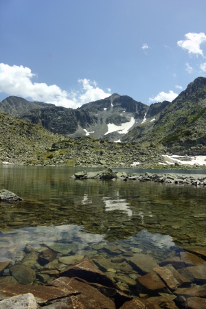 High mountain landscape with lakeの写真素材