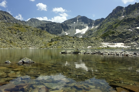 High mountain landscape with lakeの写真素材
