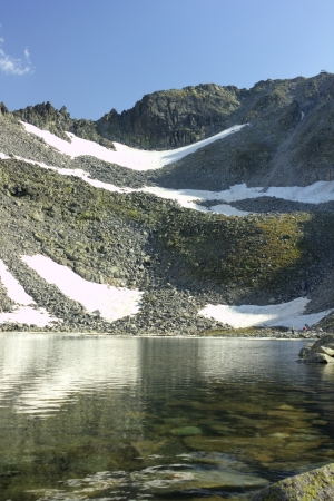 High mountain landscape with lakeの写真素材