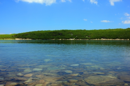Mountain landscape with lakeの写真素材