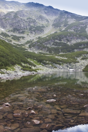 High mountain landscape with lakeの写真素材