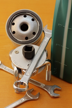 Oil filter and filter wrenchの写真素材