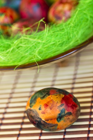 Colorful painted Easter eggsの写真素材