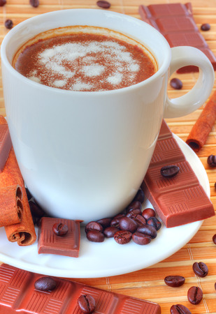 Coffee with chocolate and cinnamonの写真素材