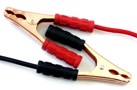 Terminal wires isolated on whiteの写真素材