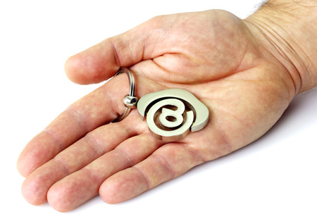 Email symbol in handの写真素材