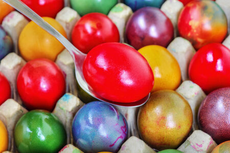 Colorful Easter eggsの写真素材
