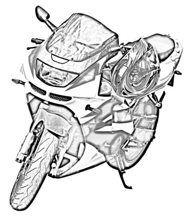 Motorcycle drawingの写真素材