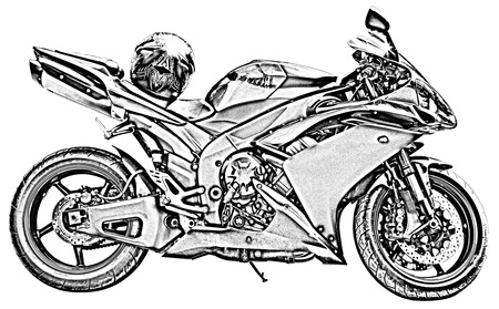 Motorcycle drawingの写真素材