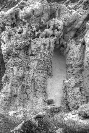 Rocky landscape in black and whiteの写真素材