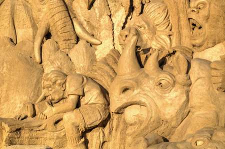 BURGAS, BULGARIA - OCTOBER 04: Sand sculpture in Burgas Sand Sculptures Festival on OCTOBER 04, 2015 in Burgas, Bulgariaのeditorial素材