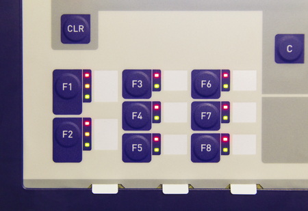 Buttons on control panel of electronic control device closeupの写真素材