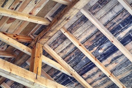 Wooden roof background closeup