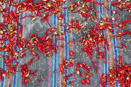 Drying chopped red pepper background