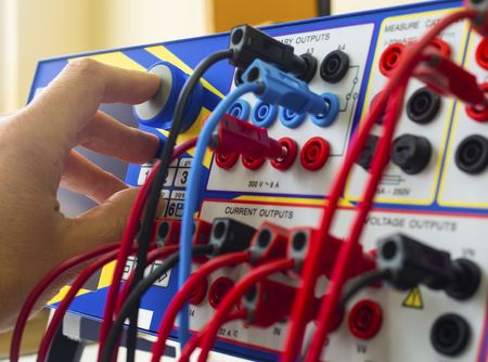 Modern electronic device for relay protection testing and commissioning closeupの写真素材