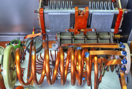 Vacuum tubes shortwave power amplifier - inside viewの写真素材