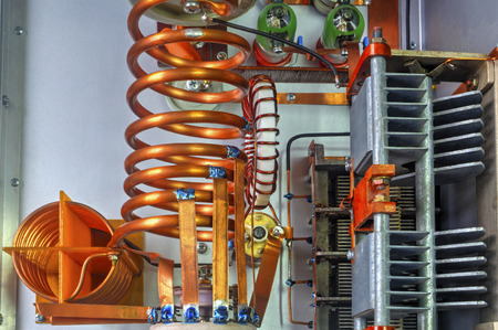 Vacuum tubes shortwave power amplifier - inside viewの写真素材