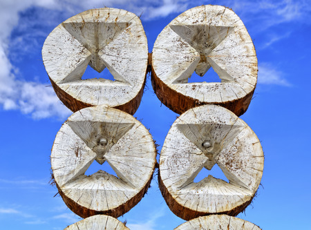 Beautiful wooden sculpture on blue sky backgroundのeditorial素材