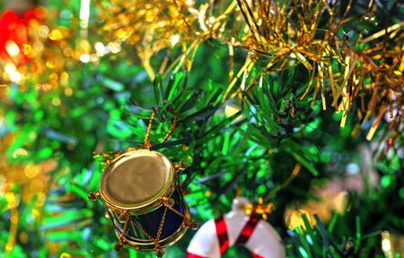 Colorful background of beautiful New Year decoration close up viewの写真素材