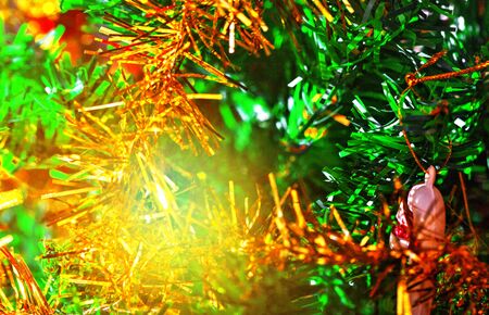 Colorful background of beautiful New Year decoration close up viewの写真素材