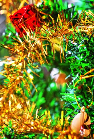 Colorful background of beautiful New Year decoration close up viewの写真素材