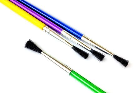Paint brushes isolated on white background close up viewの写真素材