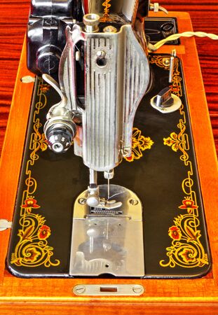 Vintage sewing machine close up viewの写真素材