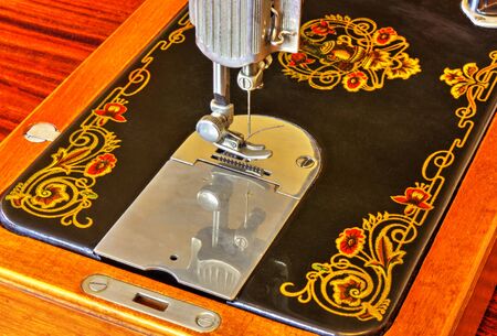 Vintage sewing machine close up viewの写真素材