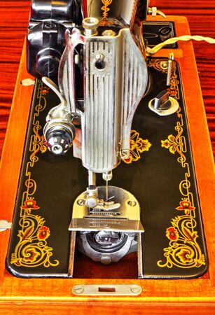 Vintage sewing machine close up viewの写真素材