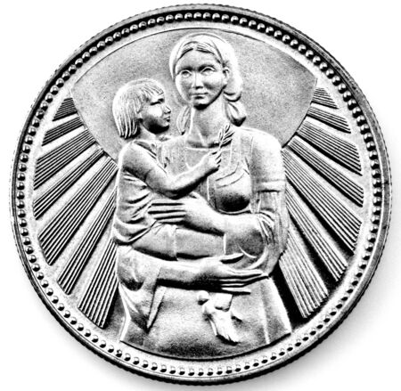 Anniversary coin of the Republic of Bulgaria isolated on whiteの写真素材