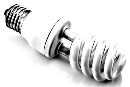 Energy saving bulb isolated on white background close up viewの写真素材