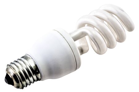 Energy saving bulb isolated on white background close up viewの写真素材