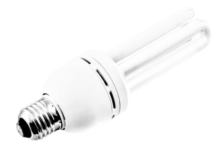 Energy saving bulb isolated on white background close up viewの写真素材