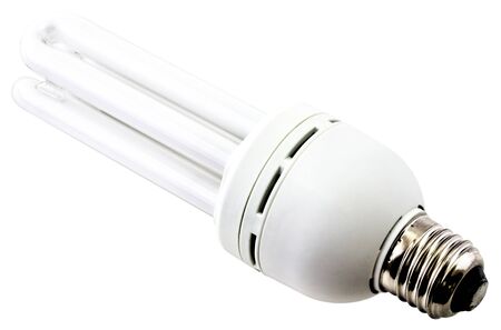 Energy saving bulb isolated on white background close up viewの写真素材