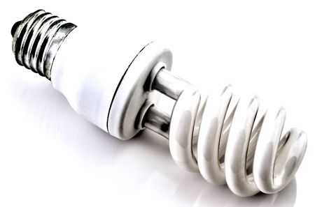 Energy saving bulb isolated on white background close up viewの写真素材